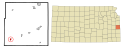 Location within Linn County and Kansas