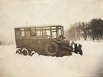 Testkörning av svensk postbuss, 1924.