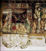 Romulus dedicating the temple to Jupiter Feretrius