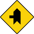 Joining a side road at right angles to the left