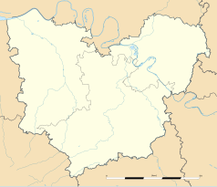 Mapa konturowa Eure, blisko centrum na prawo u góry znajduje się punkt z opisem „Vaudreuil”