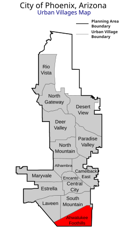 Location of Ahwatukee Foothills highlighted in red.