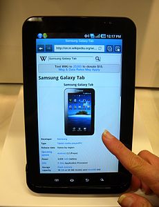 Das Galaxy Tab mit seiner englischen Wikipedia-Seite