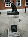 Statue of the cat Hodge outside Dr. Johnson's House, Gough Square, London.