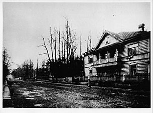 Het "Matjoesjin-huis" aan de Pesotsjnaja (nu de Professora Popova nr. 10) in de jaren 1920. Het huidige gebouw is een reconstructie uit 2006.