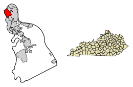 Location of Newport in Campbell County, Kentucky.