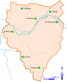 Carte en couleurs localisant des éléments remarquables de patrimoine bâti dans un territoire.