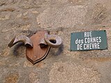 Rue des cornes de chèvres (juillet 2019). voir la page d'histoire sur la tour de l'Horloge pour un historique sur Bellegarde et les cornes de chèvres.