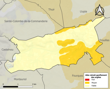 Carte des zones d'aléa retrait-gonflement des argiles.