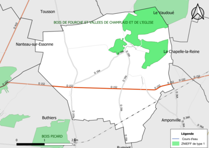 Carte des ZNIEFF de type 1 de la commune.