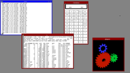 OpenBSD 6.1 default desktop with various utilities: Top, Xterm, Calculator, GlxGears