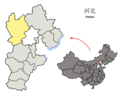 Location of Zhangjiakou in Hebei