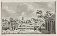 Ulrum gezien vanaf het borgterrein van Asinga (Jan Bulthuis, 1772)