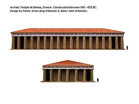 Restitution du temple archaïque de Poséidon.