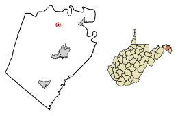 Location of Hedgesville in Berkeley County, West Virginia.