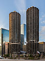 Image 26Marina City is a mixed-use residential-commercial building complex in downtown Chicago. The complex, designed by Bertrand Goldberg and completed in 1964, consists of two corncob-shaped 179 m, 65-story towers. Photo credit: Diego Delso (from Portal:Illinois/Selected picture)