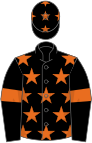 Black, orange stars, armlets and stars on cap