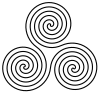 En versjon av neolittisk trippelspiral-symbol