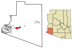 Location of Wellton in Yuma County, Arizona