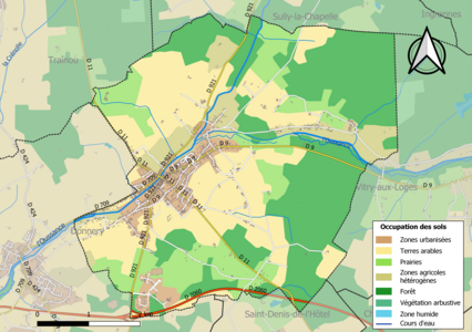 Carte des infrastructures et de l'occupation des sols de la commune en 2018 (CLC).