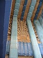 Terra cotta sunburst art deco design in gold at the Eastern Columbia Building in Los Angeles