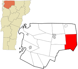 Location in Franklin County and the state of Vermont.