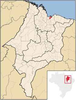 Location of São José de Ribamar in the state of Maranhão and Brazil