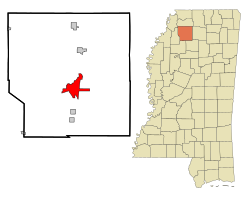 Location of Batesville, Mississippi