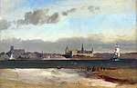 Vue d'Elseneur et de Kronborg depuis une plage au sud de la ville (1851)