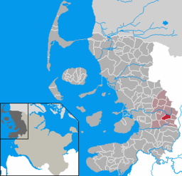 Läget för kommunen Ahrenviöl i Kreis Nordfriesland