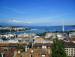 Ginevra vista dall'alto della sua cattedrale