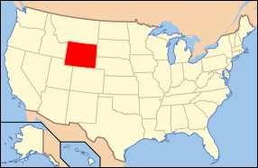 Map of the United States with Wyoming highlighted