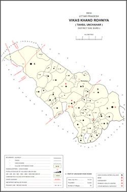 Map showing Raipur (#152) in Rohaniya CD block