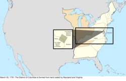 Map of the change to the United States in central North America on March 30, 1791