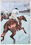 The Jockey, 1899, litografia, em cores, Musée Toulouse-Lautrec