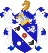 Webster's heraldic achievement. For a full description including blazon, see the image description page.