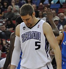 Picture of Sacramento King's player Andrés Nocioni in white uniform.