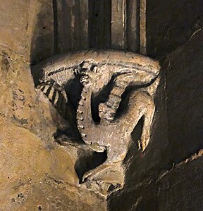 Gothic arch sculpture - a Harpy, half-woman, half bird (15th century)