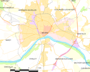 Poziția localității Nevers