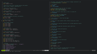 Neovim featuring configured statusbar and dark colorscheme.