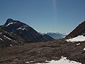 Piz Tasna (links), Monte Zebru, Ortler (hinten) vom Kronenjoch