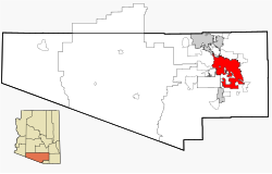 Location in Pima County and the state of Arizona