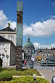 One of the four columns flanking the fountain