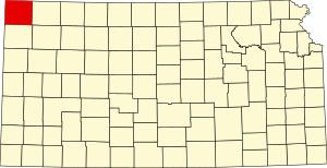 Map of Kansas highlighting Cheyenne County