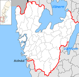 Mölndals kommuns läge i Västra Götalands län