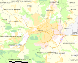 Mapa obce Évreux