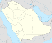 Mapa konturowa Arabii Saudyjskiej, w centrum znajduje się punkt z opisem „Rijad”