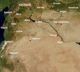 Karkemish en de belangrijkste plaatsen in het Syrië van de 2e eeuw v.Chr.