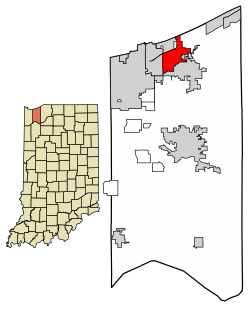 Location of Porter in Porter County, Indiana.