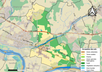 Carte des infrastructures et de l'occupation des sols de la commune en 2018 (CLC).